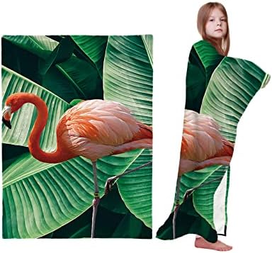 שמיכת תינוקות - 30 x 40 - משאיר צמח טרופי פלמינגו שמיכות תינוקות סופר רכות לבנות בנות | קבלת שמיכה | אידיאלי